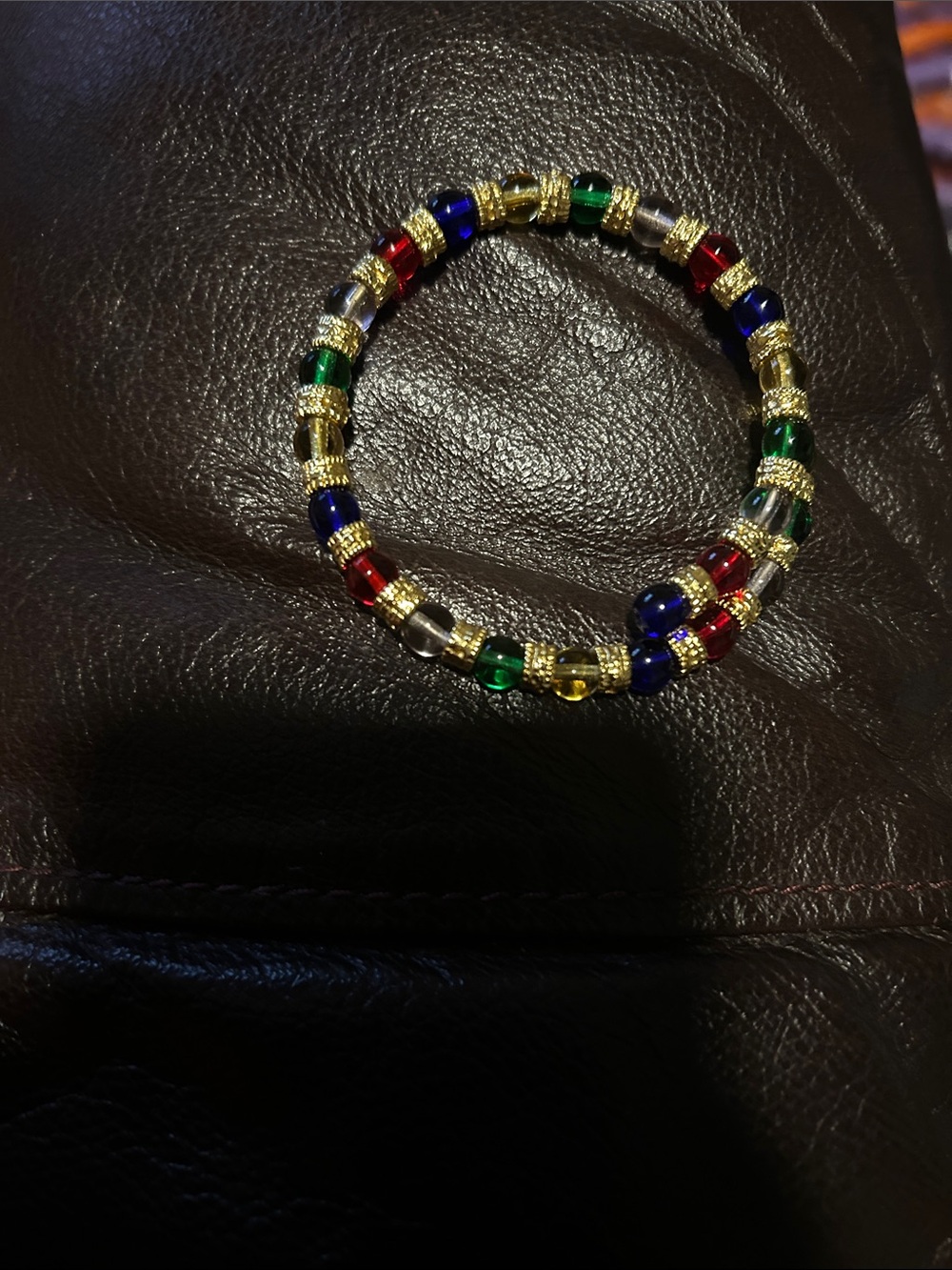Gold Beaded Wrap Bracelet with Multicolor Glass Beads